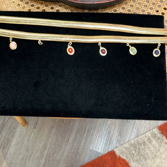 Judith Leiber  Gold Multi-Color Gemstone Belt - Picture 3 of 5